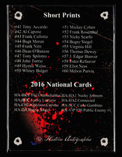 2016 Historic Autographs Mob Card Checklist Complete - picture