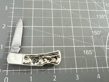 Vintage PARKER CUT CO Japan Bone Handle Whale Sea Scrimshaw Mini Lockback Knife picture