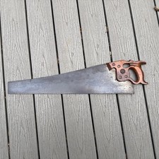 Henry Disston & Sons D-8 Hand Saw 26” Blade 5 PPI Thumb Hole Handle Phila Medal picture