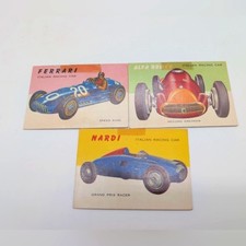 1954 Topps Car Card Set 3 Italian Race Cars Ferrari, Alfa Romeo, Nardi picture
