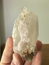 Stunning Crystalized Rose Quartz growing on Clear Quartz Point - Brazil picture