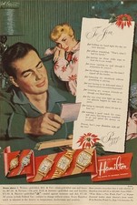 Hamilton Watches 1951 Print Ad Christmas The Watch of Railroad Accuracy “To Jim” picture