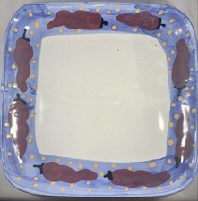 Stephen Kilborn Pottery Red Chile Square Platter Taos New Mexico picture