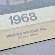 1968 WESTER MOTORS Porsche VW Dealership Calendar ORIGINAL Complete VINTAGE picture