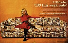 Angelus Furniture Mfg Co 1971 Blond Black Boots Red Crushed Velvet Vtg Print Ad picture