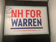Elizabeth Warren Senator Signed NH Poster Placard 2020 President COA Autograph picture