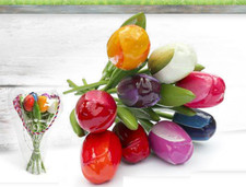 wooden tulips holland large bouquet of 9 stems (34 cm/13.3 inch) each multicolor picture