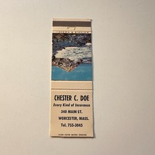Chester C Doe Insurance Main St Worcester MA Vintage Matchbook Cover 5MB126-4-1 picture