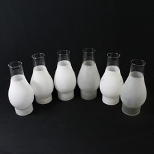 Lot of 6 Angelo Brothers Frosted Glass Oil Lamp Chimneys 9