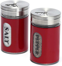 Salt and Pepper Shakers Stainless Steel and Glass Set with Adjustable Pour Holes picture