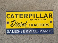 COLLECTIBLE VINTAGE CATERPILLAR DIESEL TRACTORS PORCELAIN SIGN 10