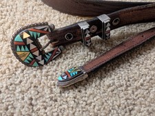 VTG Donald Viola Eriacho Sterling Silver Inlaid Buckle Loops James Culver Belt picture