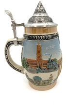 Gerz German Lidded Beer Stein Berlin Landmarks Round Shape picture
