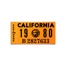1980 California License Plate Year Sticker - YOM - CA DMV Registration Tab picture