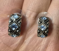 Vintage Silver Tone Rhinestone Earrings - Pierced picture