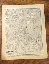 Antique 1937 map of Baltimore Maryland 14”x11” picture