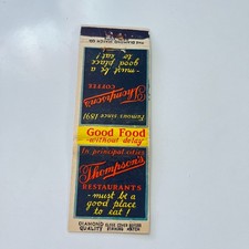Thompson's Restaurants Famous Since 1891 Vintage Matchbook Cover TMB93-4 picture