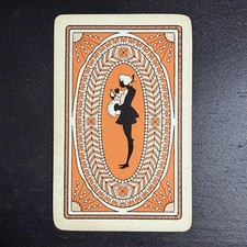 Mans Silhouette Orange Single Swap Playing Card -c. 1940s (Linen) picture