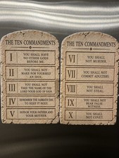 Large Ten Commandments Magnet Set Religious Biblical Decor Stone Look Tablets picture