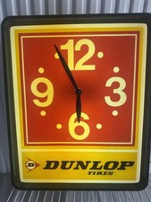 Vintage Dunlop Tires Duralite Lighted Clock Sign 1960’s Dealer Read Des picture