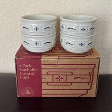 Longaberger 4 Pack Stackable Custard Cups – Classic Blue – New Open Box picture