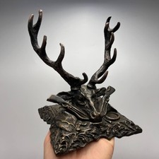 1970s Bronze Deer Head Trophy 6.3