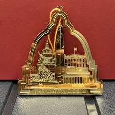 Nation’s Treasures Washington DC 3D Ornament 24 K Gold Flashed Brass VTG 2000 picture