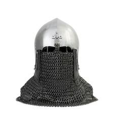 Medieval English Cross Bascinet Medieval Knight Helmet Chainmail 16  Ga Steel picture
