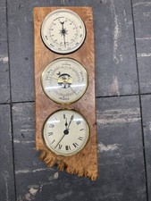 Charles Elkan Wooden Rustic Three Dial Clocks Untested  picture