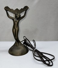 VTG Art Deco Handley 8004 Table lamp Nude Woman Lady Winged Victory  Base 10.5