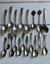 Lot 17 Vintage Souvenir Spoons 1940 Avon Non Spill Spoon Baby Set Silverplate picture