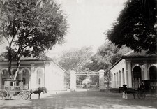 Saigon Military Hospital Gate Horse Carriage French Indochina Vtg. Photo 19thC. picture