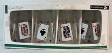 Set Of 4 Luminarc Game Night 16 OZ Playing Card Glasses New In Box picture