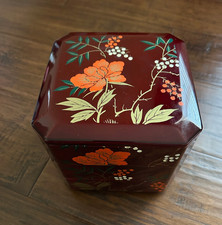 Japanese Jubako laquer candy dish jewelry box bento boxes 3 tier with floral lid picture