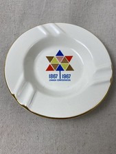 Vintage Canada Ashtray Confederation 1867 - 1967 Souvenir Maple Leaf Gold Trim picture