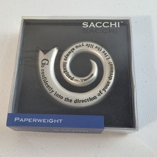 Vintage Sacchi Silver Metal Swirl Paperweight Inspirational Thoreau Quote  3.5