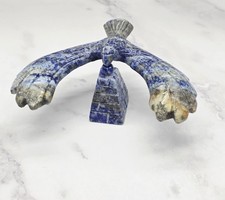 Sodalite Flying Bird Spinner Hand Carved Gemstone Eagle Sculpture 4.32” Wings picture