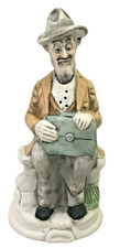 Old Man Grandpa Sitting On Bench With Briefcase Fine Porcelain Flambro Taiwan  picture