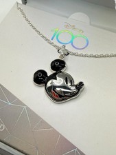 Disney 100 Years Of Wonder Mickey Mouse Face Silver Plated Necklace NIB $60 picture
