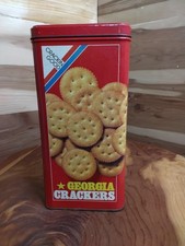 Vintage Crackin Good Georgia Crackers Metal Tin 9 Inch Tall Valdosta Georgia picture