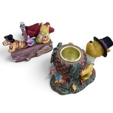 Vintage Disney MCF Classic Winnie the Pooh Fall Candle Holder Figurines Set of 2 picture