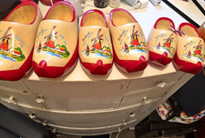 Holland Souvenir Wooden Clogs Shoes Windmill Design Lot, Multiple Pairs picture