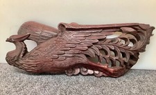 Intricate carved wooden peacock bird of paradise hand made Asian Old KZ picture