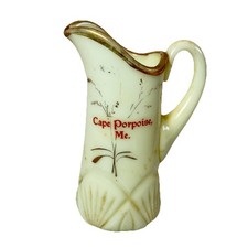 CAPE PORPOISE , MAINE ME Uranium Antique Custard Glass Souvenir Trinket Creamer picture