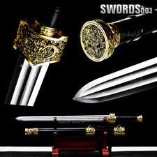 37''Handmade Chinese Han Dynasty Sword Folded Steel Ebony Sharp Functional Jian剑 picture