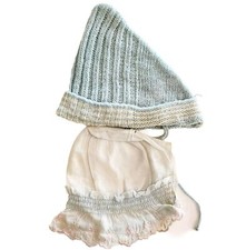C1940s-60s Baby Hat And Bonnet Handmade MCM Baby Blue Antique Clothing E84 picture