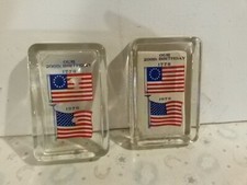 Bicentennial 1776 1976 USA paperweight vintage lot 2 200th birthday glass  picture