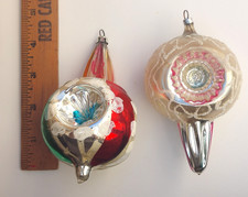 2 VTG Poland Germany Indent DROP Glass Christmas Ornaments picture