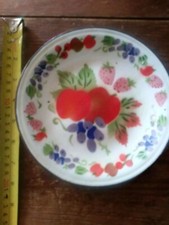 Small enamel  fruit plate apples strawberries grapes kitchen enamelware chic picture