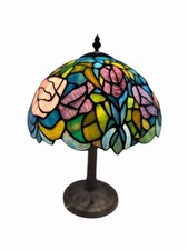 Vintage ✨🌸✨Tiffany Style Stained Glass Floral rose Table Lamp . ✨🌸✨ picture